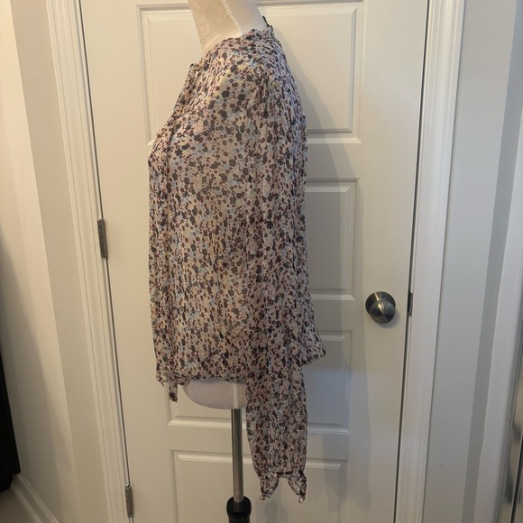 Theory Floral Sheer Bernetta Multi Chiffon High Low Blouse Top Silk Size Small - Picture 3 of 8